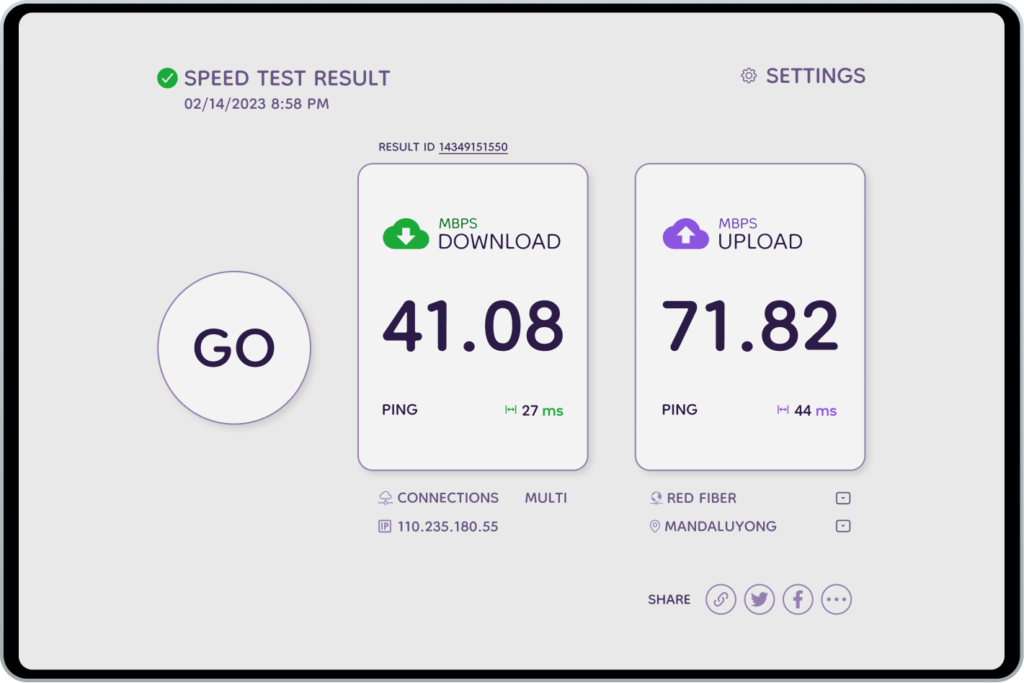 Mockup Speedtest light