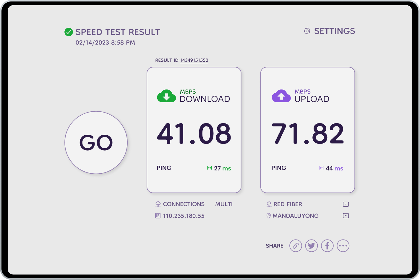 Mockup Speedtest light